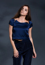 Load image into Gallery viewer, Reconstructed elegance cropped top in Navy Blue