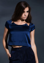 Load image into Gallery viewer, Reconstructed elegance cropped top in Navy Blue
