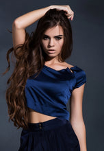 Load image into Gallery viewer, Reconstructed elegance cropped top in Navy Blue