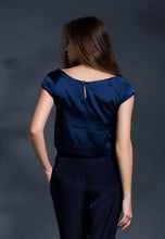Load image into Gallery viewer, Reconstructed elegance cropped top in Navy Blue