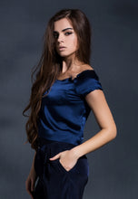 Load image into Gallery viewer, Reconstructed elegance cropped top in Navy Blue
